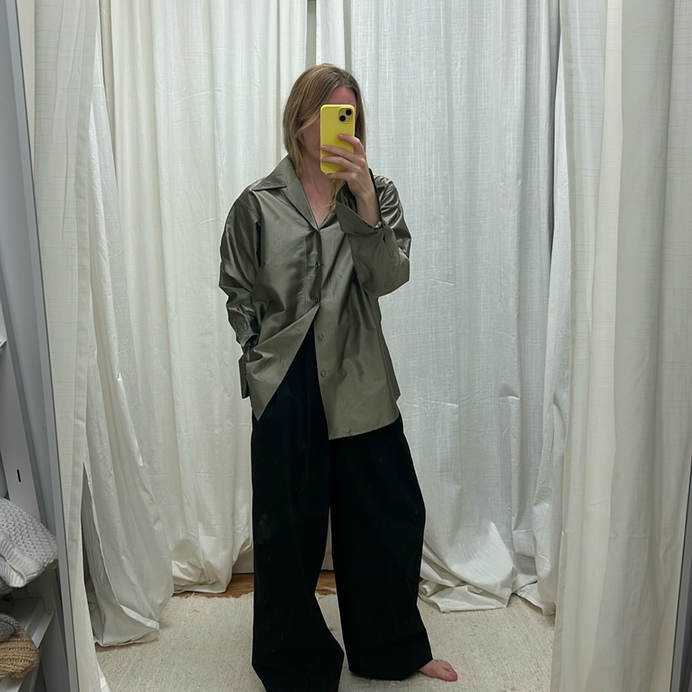 Maiden Name Silk Taffeta Notched Collar Shirt